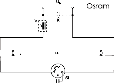 Схема включения люминесцентной лампы